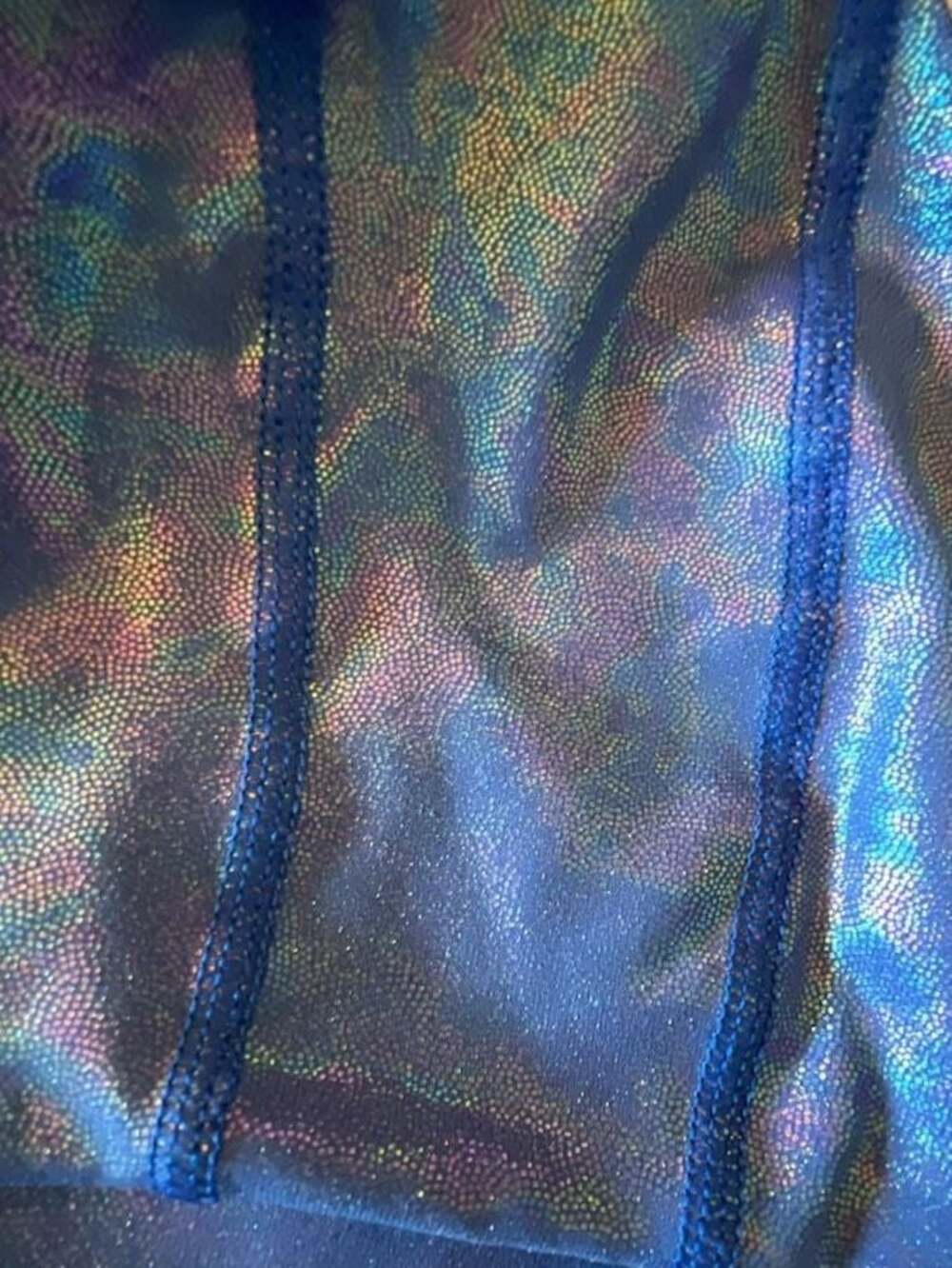 Noli Yoga Holographic Shimmer Blue Sports Bra Crop Top - Picture 2 of 4